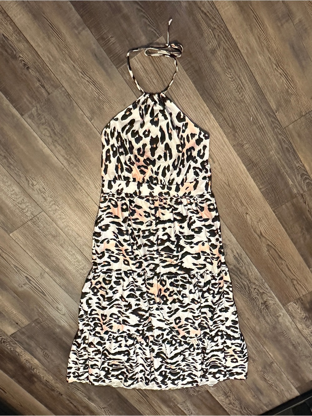 Rachel Zoe Beige and Black Leopard-Print Halter Midi Dress - Picture 2 of 9